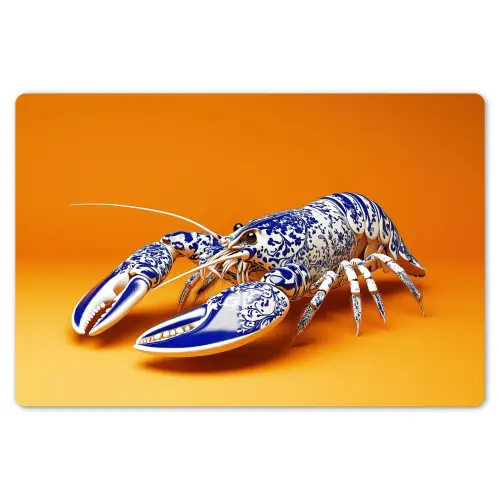 Kreeft - Delftsblauw - Schild - Stoer - Oranje Placemat vinyl groot -zzsfeer1_Kitchenyeah-website