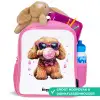 Bruine hond met roze bril en kauwgombal Kinderrugzak - Roze middel -inhoud_NL