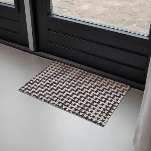 Plaid - Patroon - Ruit - Donkerblauw Deurmat klein 898 -sfeer2