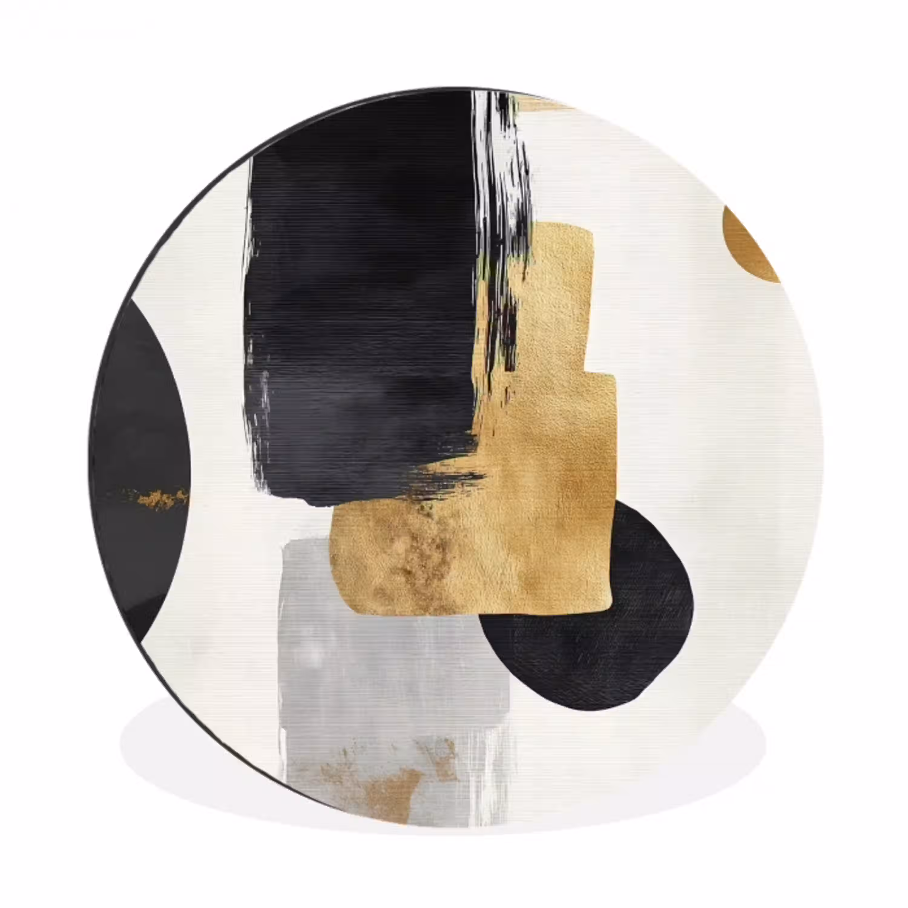 Goud - Rechthoeken - Cirkels - Abstract Wandcirkel aluminium klein -3d