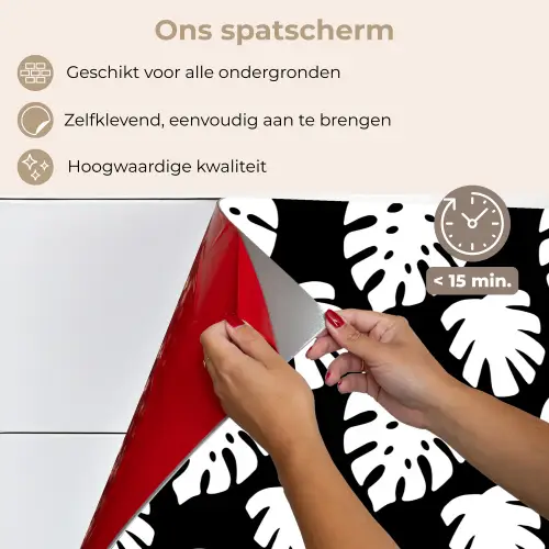 Monstera - Silhouetten - Tropisch - Wit keuken achterwand spatscherm klein 900 -spatscherm_NL