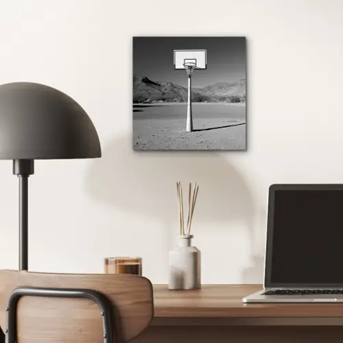 Basketbalpaal - Landschap - Zand - Wit aluminium wit klein -sfeer5