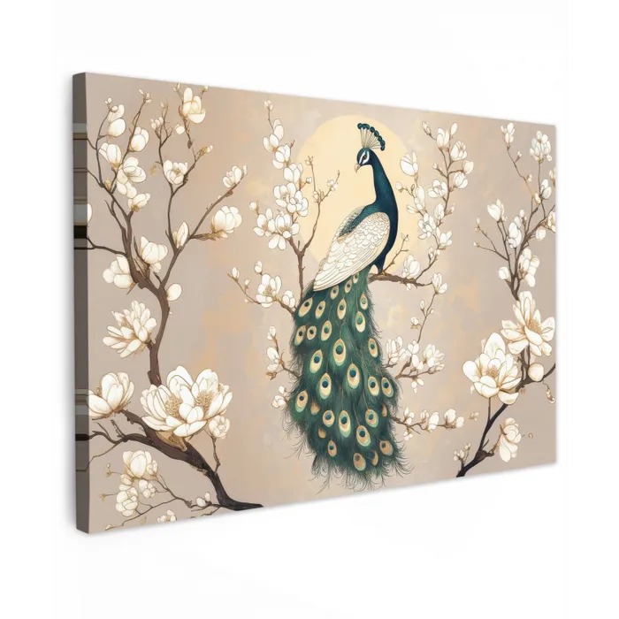 Pauw - Tak - Bloemen Tuinposter op houten frame 2 cm dik klein -3d