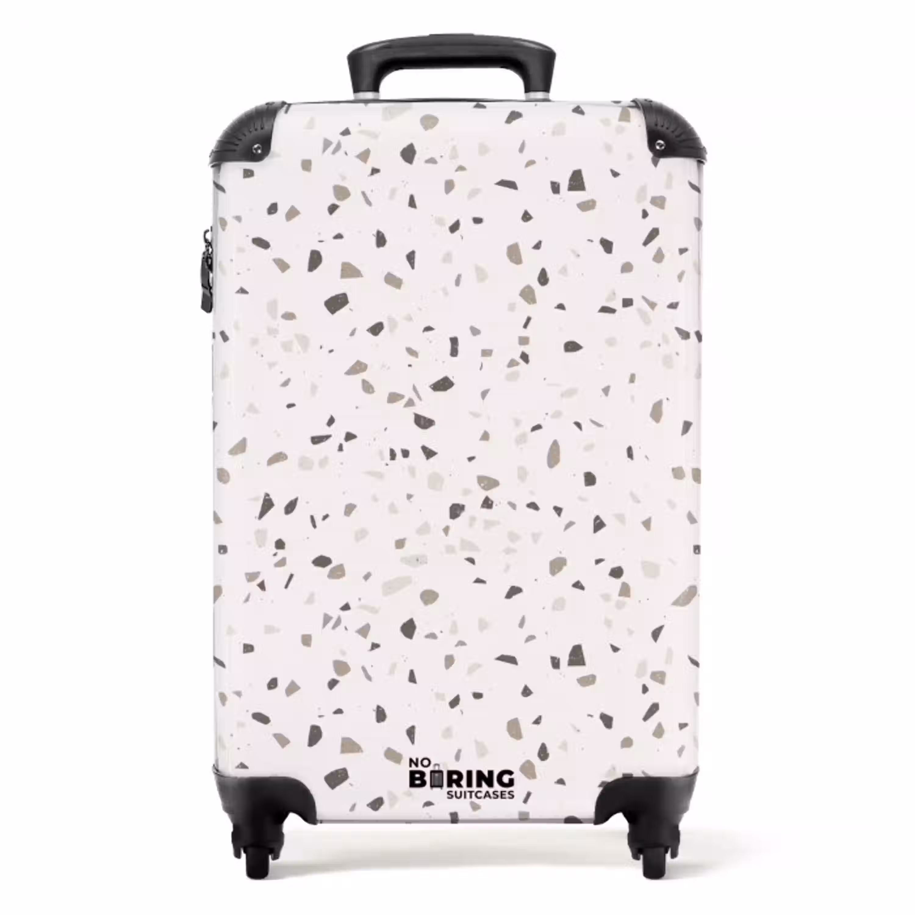 Terrazzo patroon veelkleurig grijs NBS - Handbagage koffer - Volwassenen Unisex middel -productfoto_recht