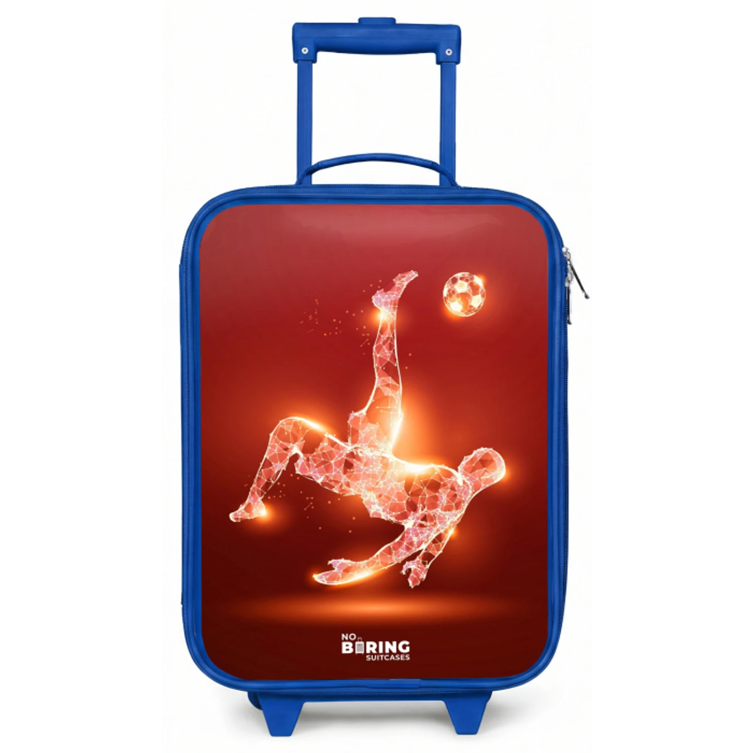 Rood gloeiende voetballer in actie Kinderkoffer - Blauw klein -zz3dotto