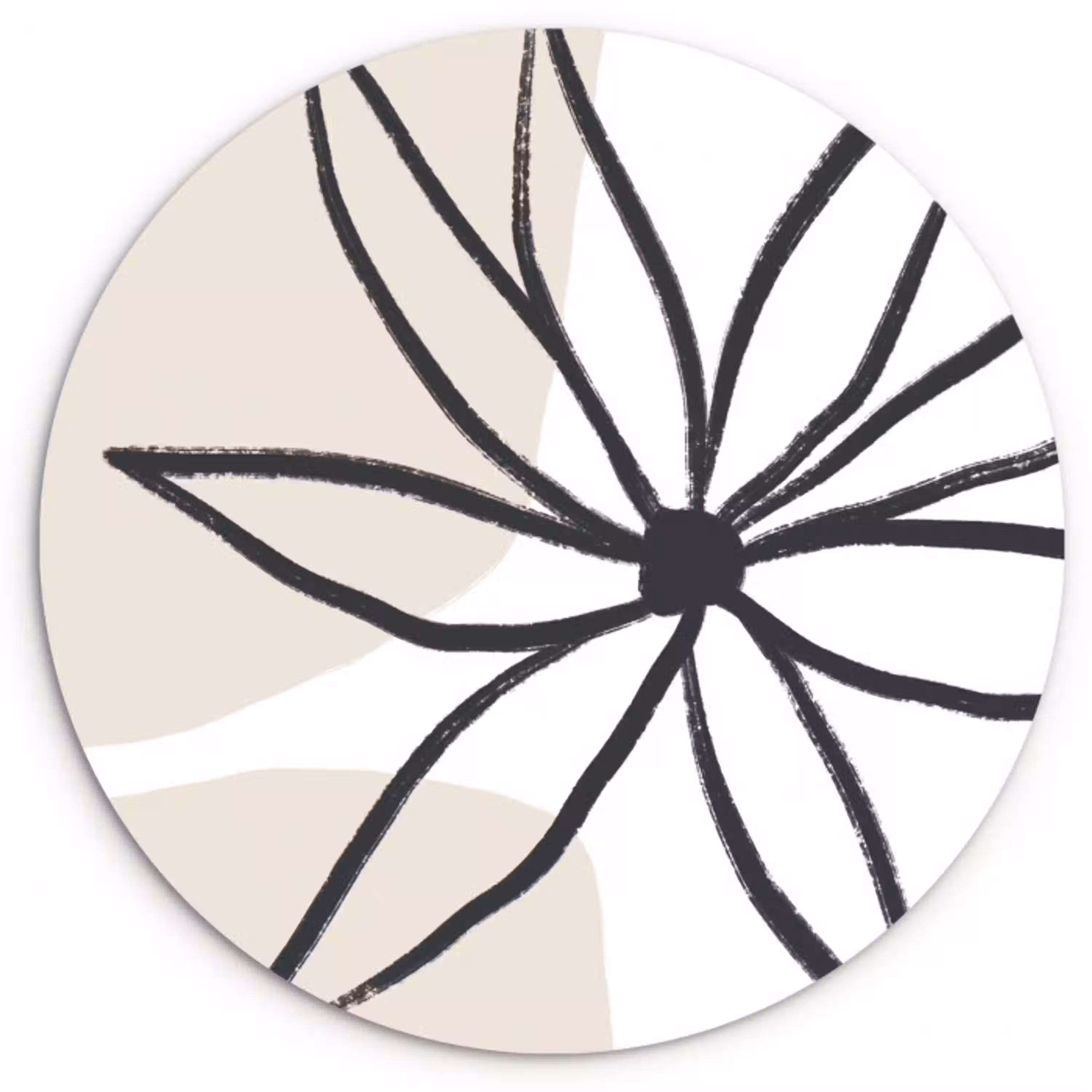 Bloemen - Minimalisme - Pastel Wandcirkel kunststof plaat 5mm dik klein -3d