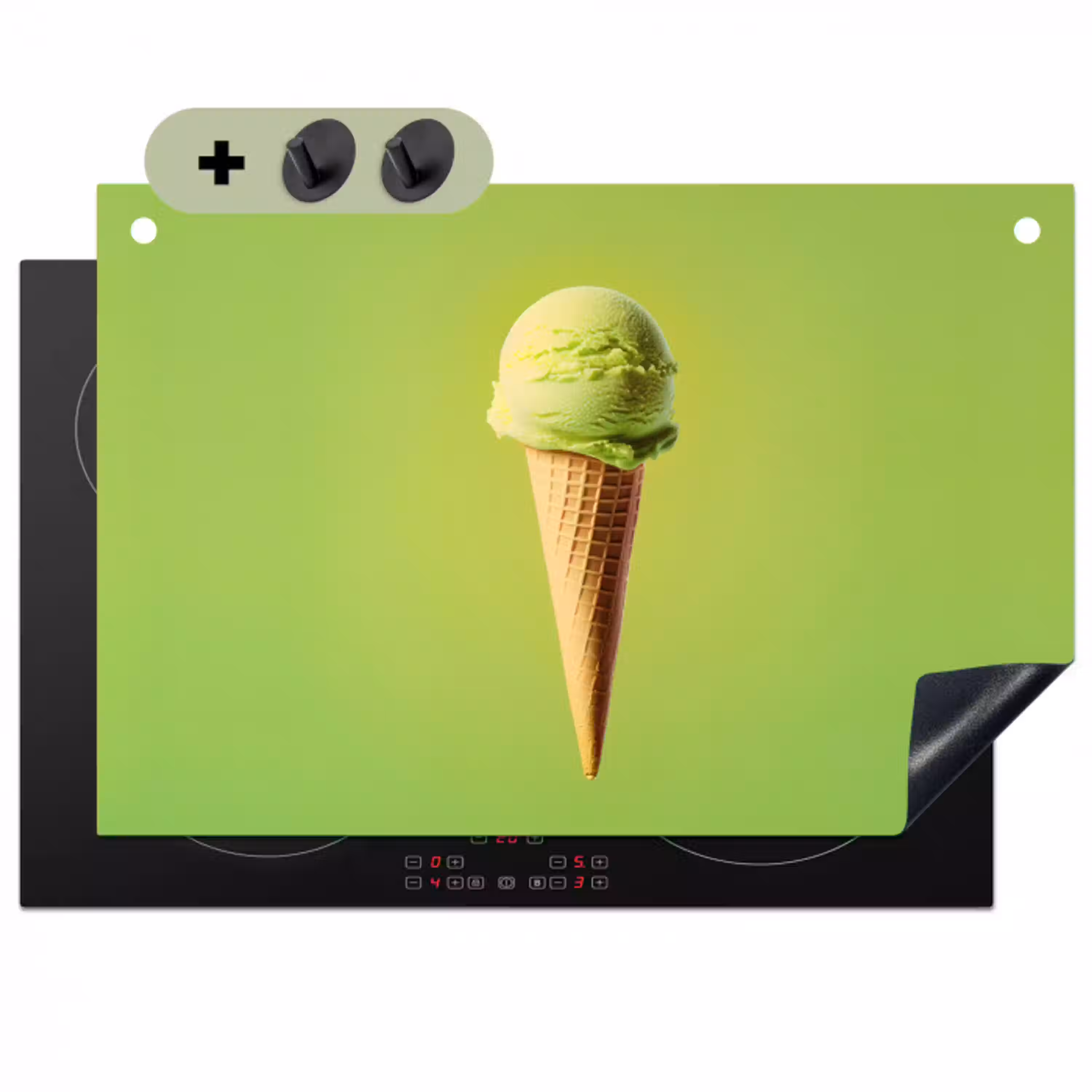 Hoorntje - Schepijs - Groen Inductie beschemer met haakjes klein -3d