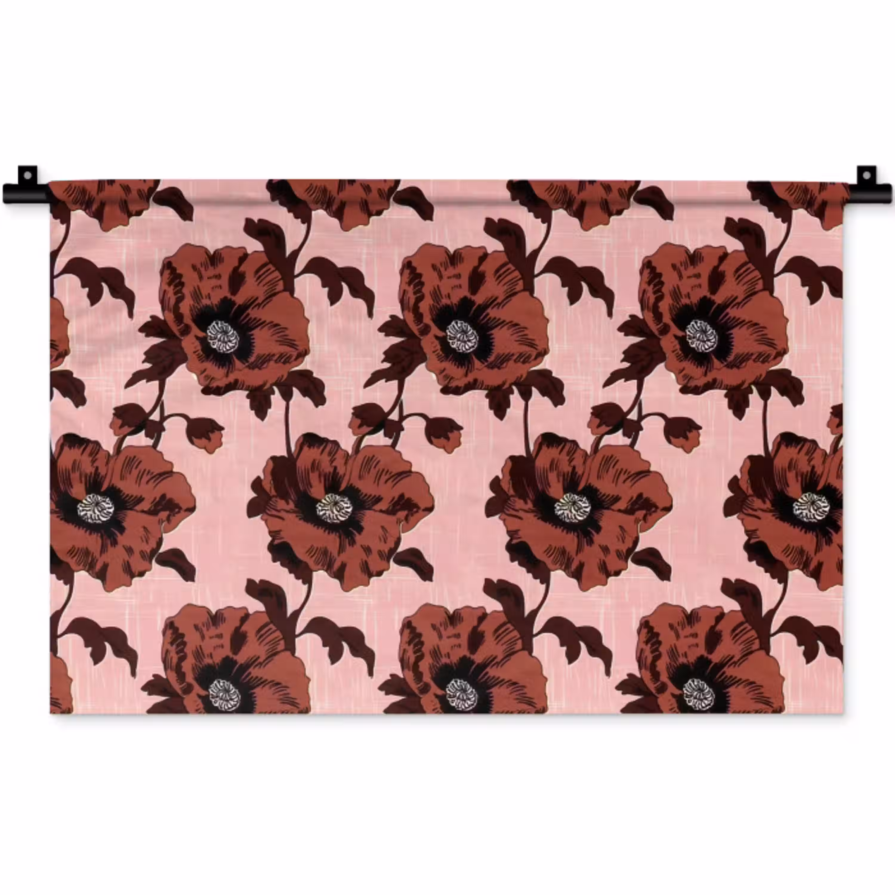Bloemen - Retro - Rood Wandkleed katoen klein 269 -zz3d