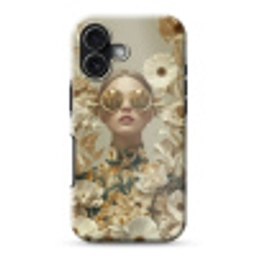 Vrouw - Bloemen - Zonnebril - Wit Toughcase MagSafe Apple iPhone 17 klein -3d