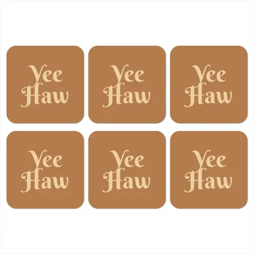 Yee haw - Bruin - Minimalistisch onderzetter kurk middel -3d