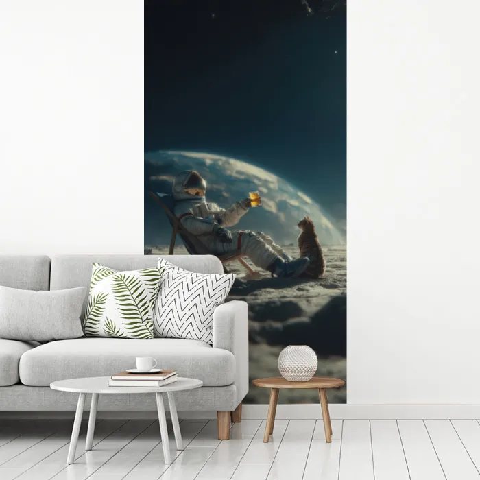 Astronaut - Kat - Glas - Stoel fotobehang vinyl groot -woonkamer