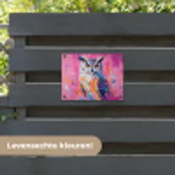 Uil - Roze - Blauw - Verf - Abstract tuinposter los doek klein -sfeer3