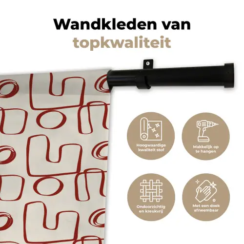 Abstract - Patroon - Beige - Rood Wandkleed katoen klein 269 -sfeer2