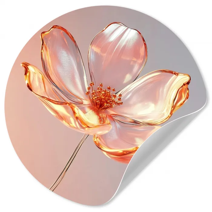 Glazen - Bloem - Roze Wandcirkel behangsticker klein -3d