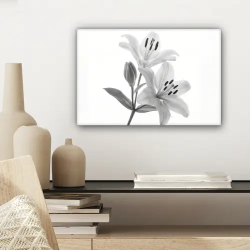 Lelies - Elegant - Zwart - Wit canvas 2cm klein -sfeer6