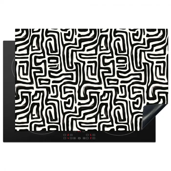 Grafisch - Lijnen - Zwart - Wit Inductie beschermer vinyl 3mm klein 276 -3d