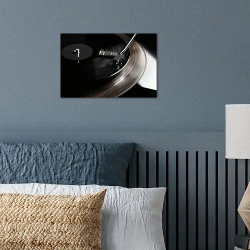Close-up - Vinylplaat - Platenspeler - Zwart poster papier klein -sfeer2