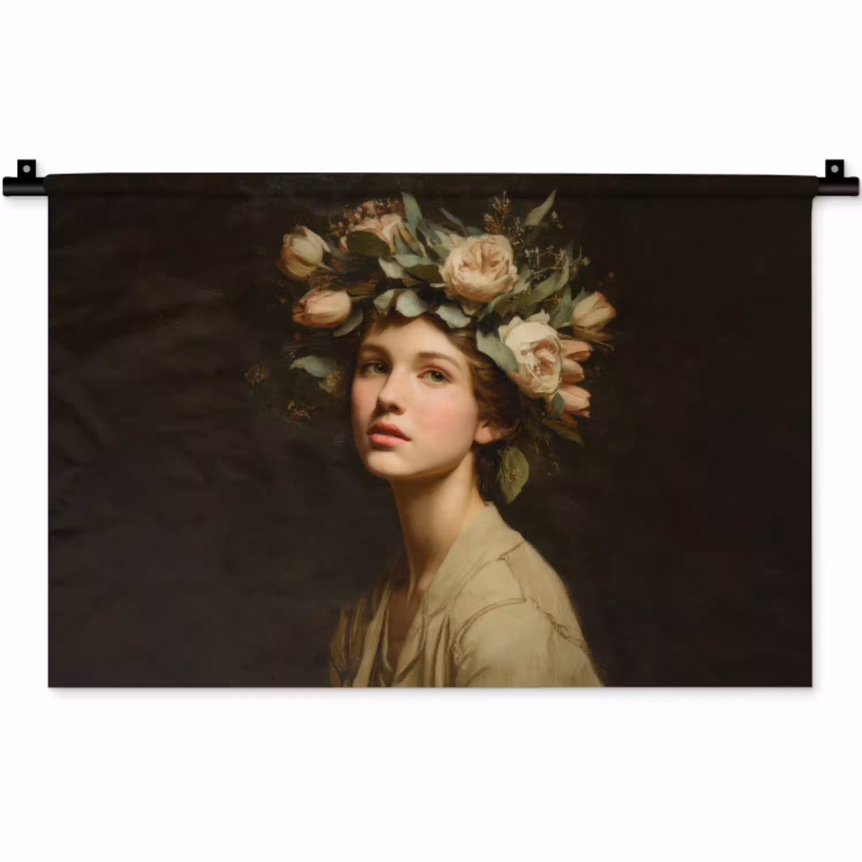 Bloemenstilte - Vrouw - Portret Wandkleed katoen klein -zz3d