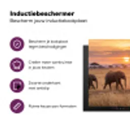 Olifanten - Savanne - Zonsondergang - Afrika - Warm Inductie beschermer vinyl 3mm middel -zzzzzzz-cc-usp