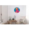Bloemenkrans - Hagedis - Kimono - Paars Wandcirkel aluminium klein -woonkamer