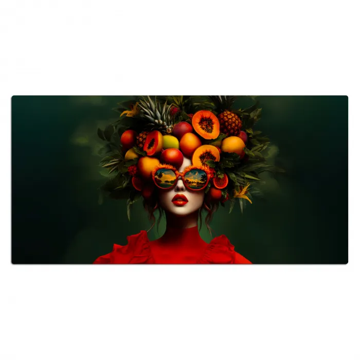 Vrouw - Vruchten - Papaja - Ananas Muismat XXL klein -3d_leeg