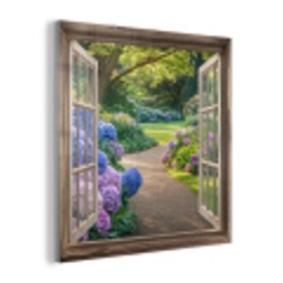 Doorkijk - Tuin - Raam - Hortensia - Bloemen plexiglas 5mm klein -z3d