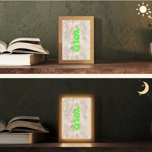 YOLO - Groen - Neon - Slangenprnt Light Box met kabel (Tafellamp) klein -sfeer3