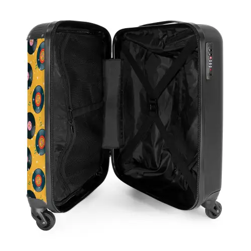 Retro disco platen patroon kleurrijk NBS - Handbagage koffer - Volwassenen Unisex middel -binnenkant