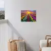 Tulpenveld - Zonsondergang - Kleurrijk tuinposter los doek klein -sfeer8