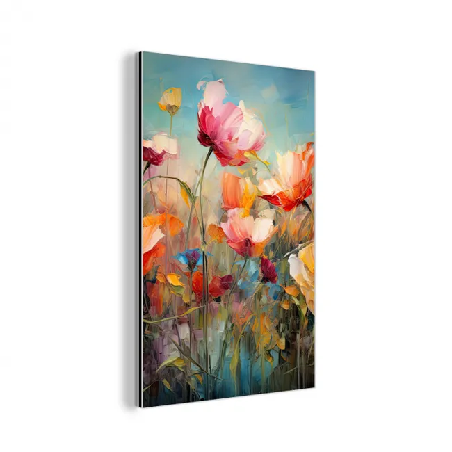 Bloemen - Watercolor - Kunst - Botanisch - Natuur aluminium wit klein -3d