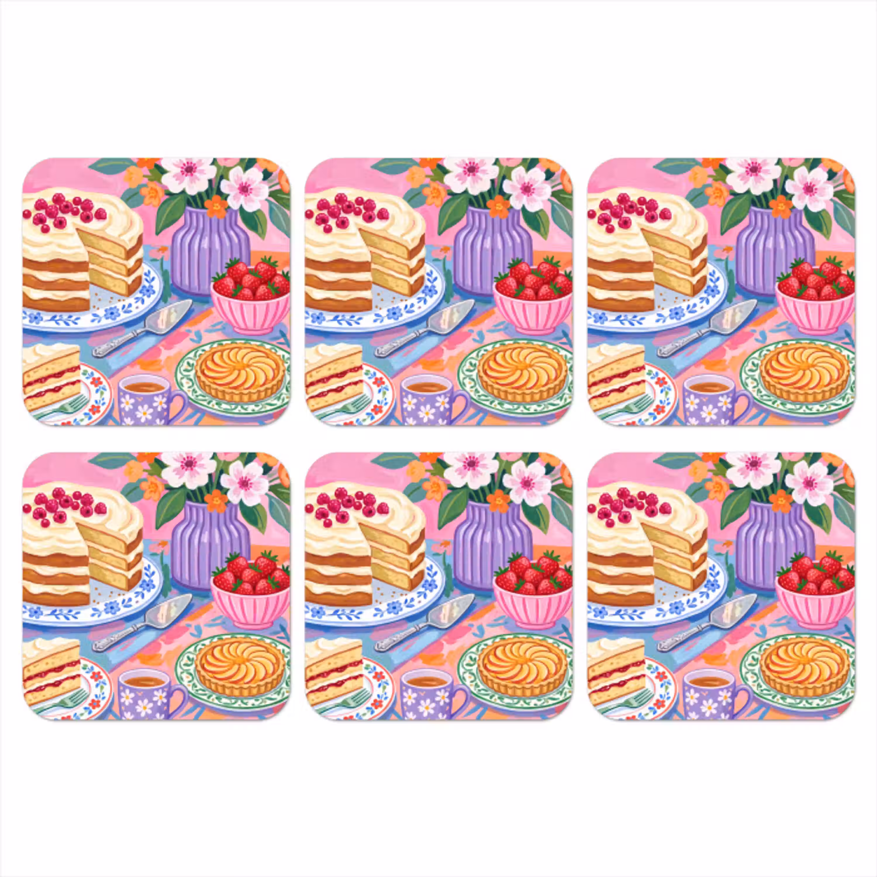 Gebak - Kleurrijk - Eten onderzetter kurk middel -3d