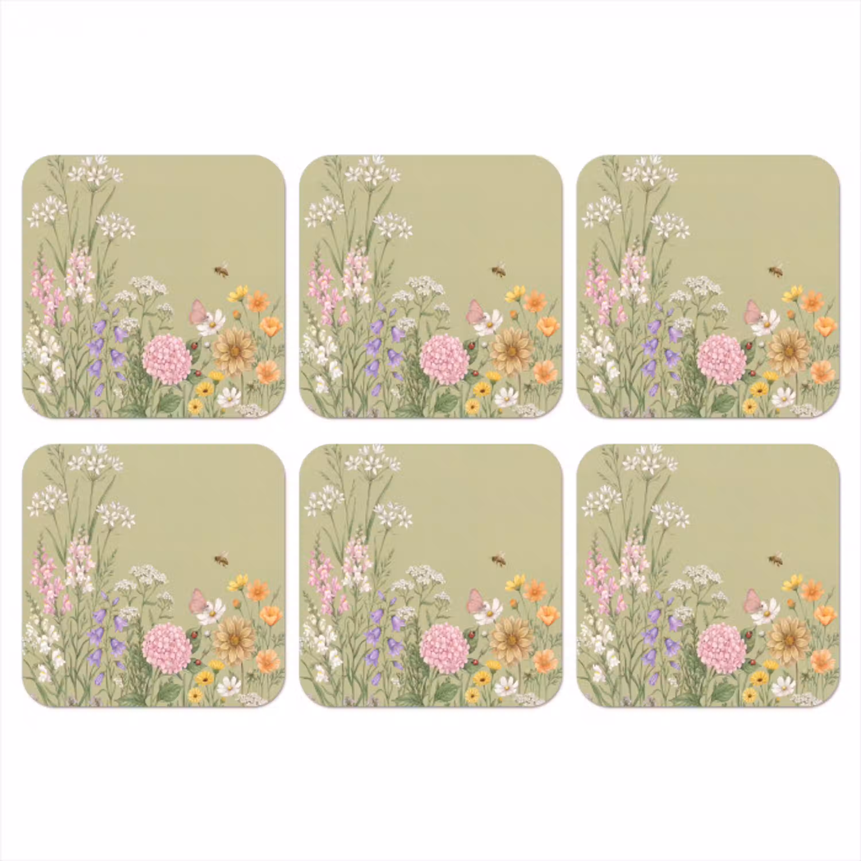 Botanisch - Bloemen - Kleurrijk onderzetter kurk middel -3d