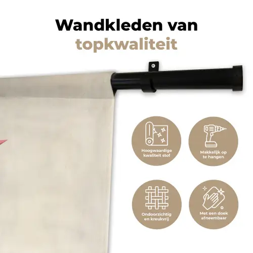 Vogel - Minimalistisch - Geel Wandkleed katoen klein -sfeer2