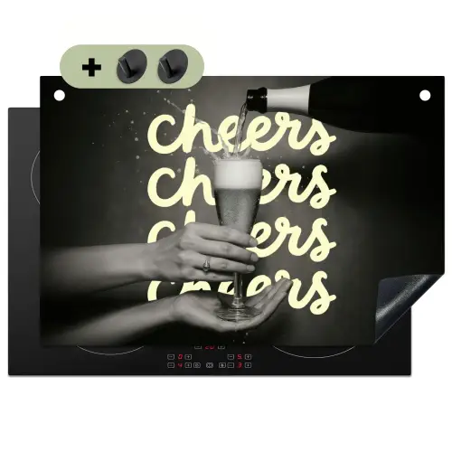 Cheers - Wijn - Zwart - Wit Inductie beschemer met haakjes klein -3d