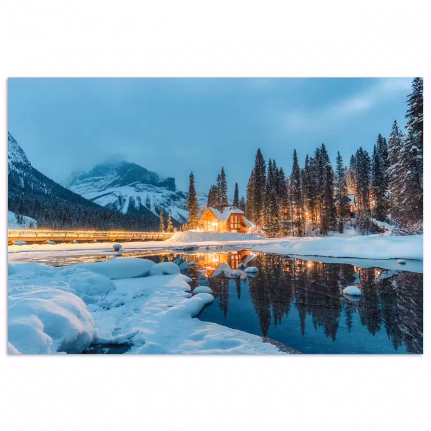Poster - Winterlandschaft - Natur - Haus - Berge - Schnee