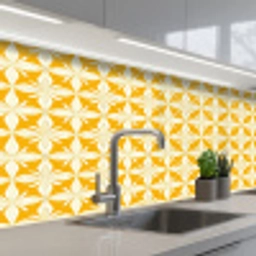 Patroon - Retro - Geel keuken achterwand 2 middel 871 -3d_schuin