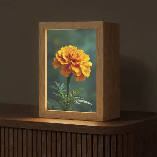 Bloemblaadjes - Afrikaan - Oranje - Wazig Light Box met kabel (Tafellamp) klein -z3d_website