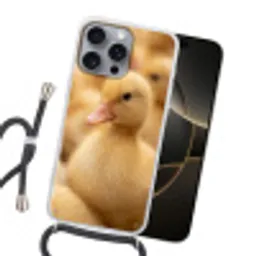 Pijltje - Eend - Natuur - Geel Hoesje iPhone 16 Pro Max met koord klein -sfeer1