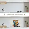 Geometrisch - Strakke vormen - Kleurrijk keuken achterwand spatscherm klein -voor_na_NL