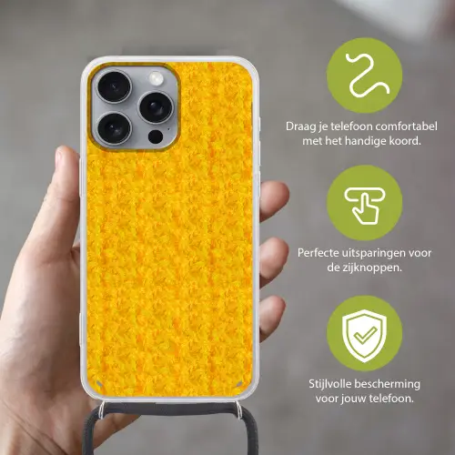Vloeiend - Olie - Verf  - Geel Hoesje iPhone 16 Pro Max met koord klein 804 -sfeer2_NL