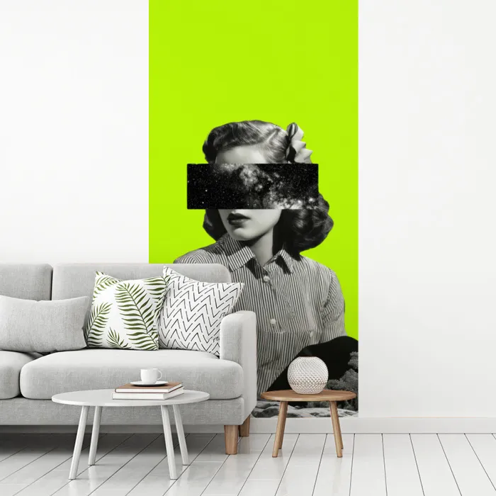 Vrouw - Sterrenhemel - Groen fotobehang vinyl groot -woonkamer