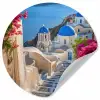 Santorini - Bloemen - Griekenland Wandcirkel behangsticker klein -3d