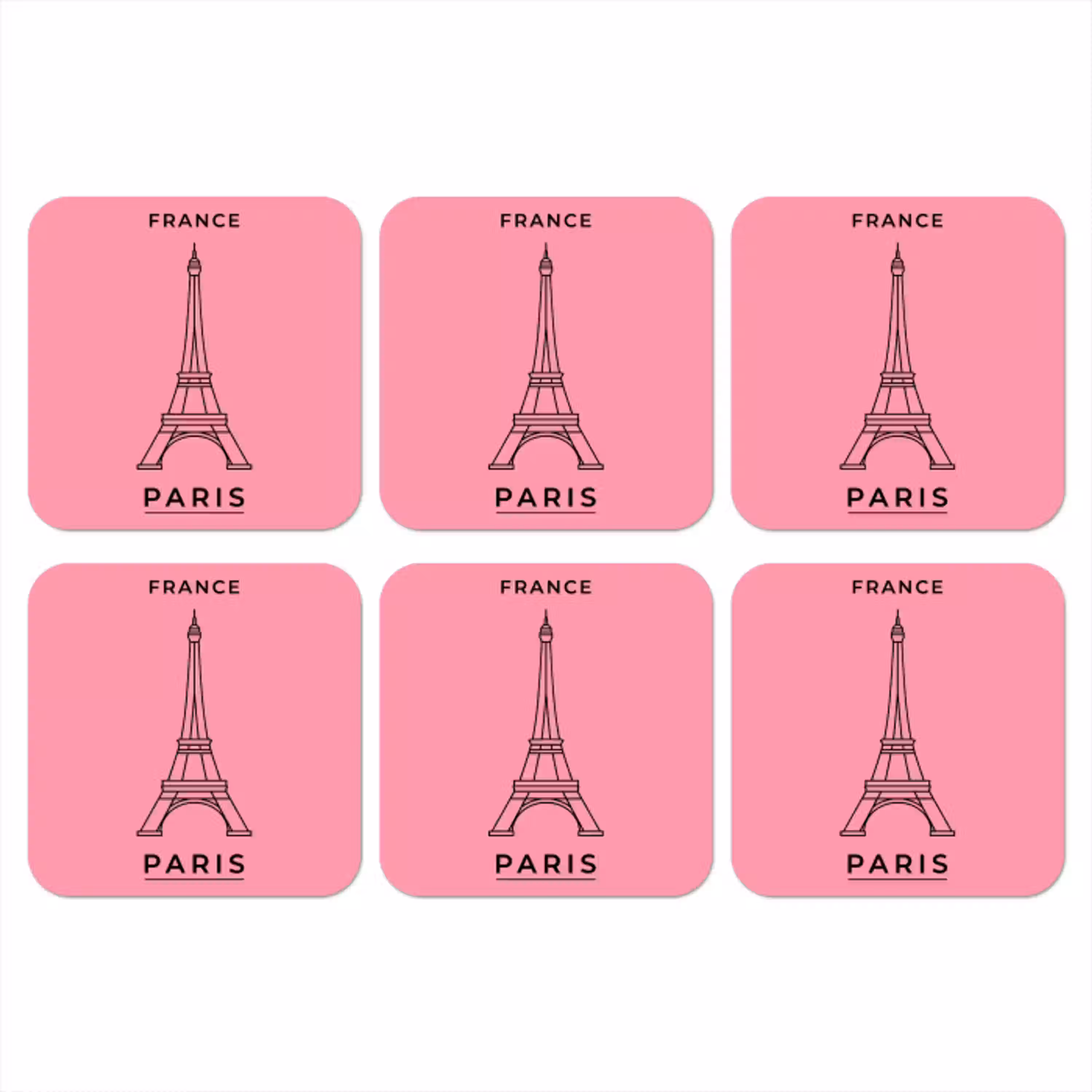 Eiffeltoren - Parijs - Architectuur - Minimalistisch - Roze onderzetter kurk middel -3d