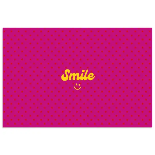 Smile - Stippen - Geel - Smiley - Roze poster papier klein -3d