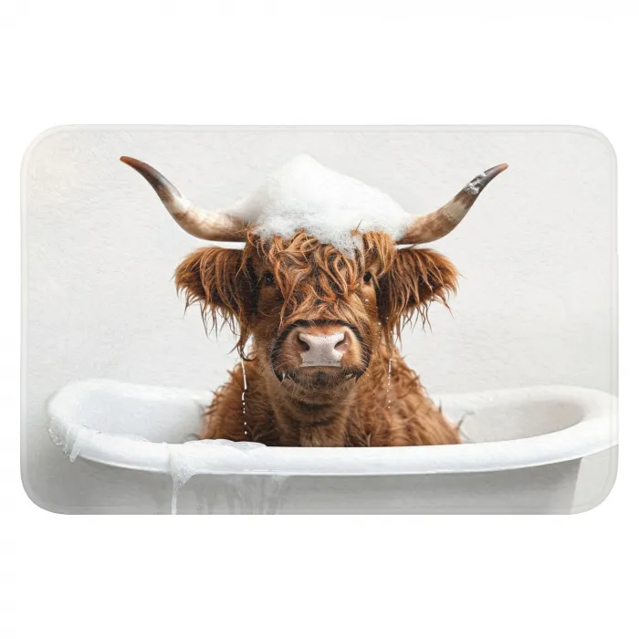 Schotse Hooglander - Bad - Koe - Dieren - Schuim WCmat klein -3d