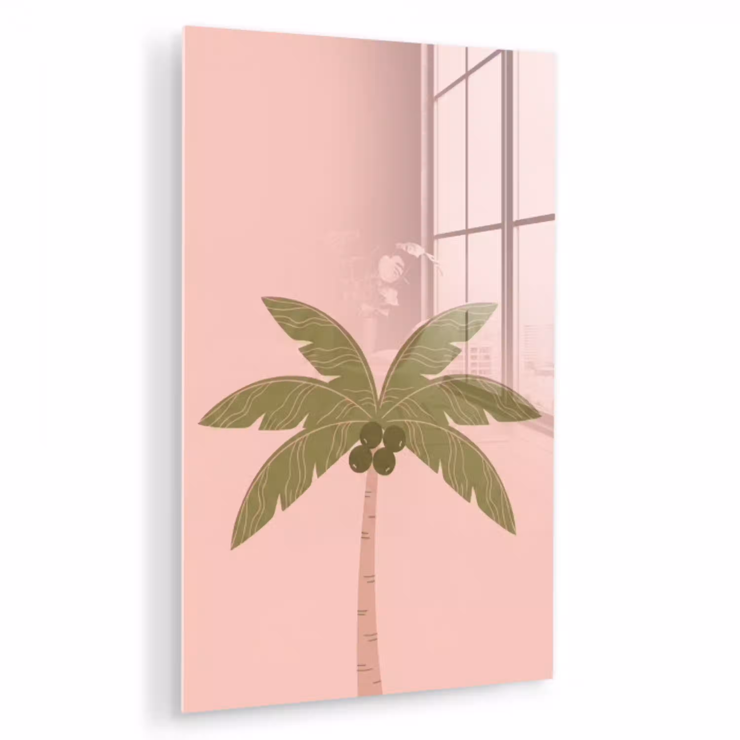 Boom - Palm - Natuur - Illustratie - Roze plexiglas 5mm klein -zzzproduct_nieuw