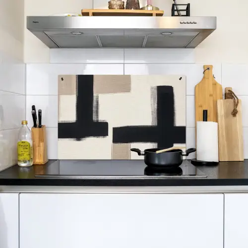 Zwart - Abstract - Japandi Inductie beschemer met haakjes klein -sfeer2