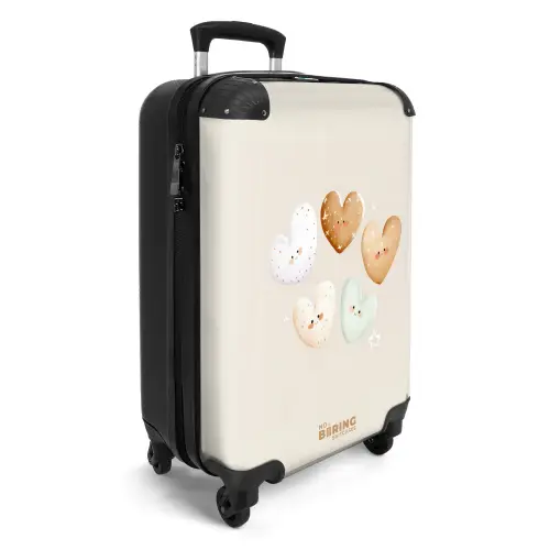 Hartjes in zachte beige tinten NBS - Handbagage koffer - Volwassenen Unisex middel -productfoto_3d