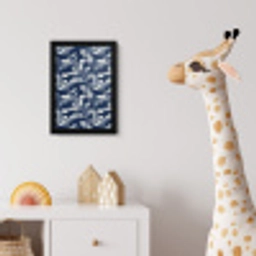 Botanisch - Patroon - Blauw fotolijst zwart zonder passe partout klein 224 -usfeer4_kinderkamer