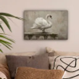 Zwaan - Elegant - Dieren - Wit canvas 2cm klein -sfeer1
